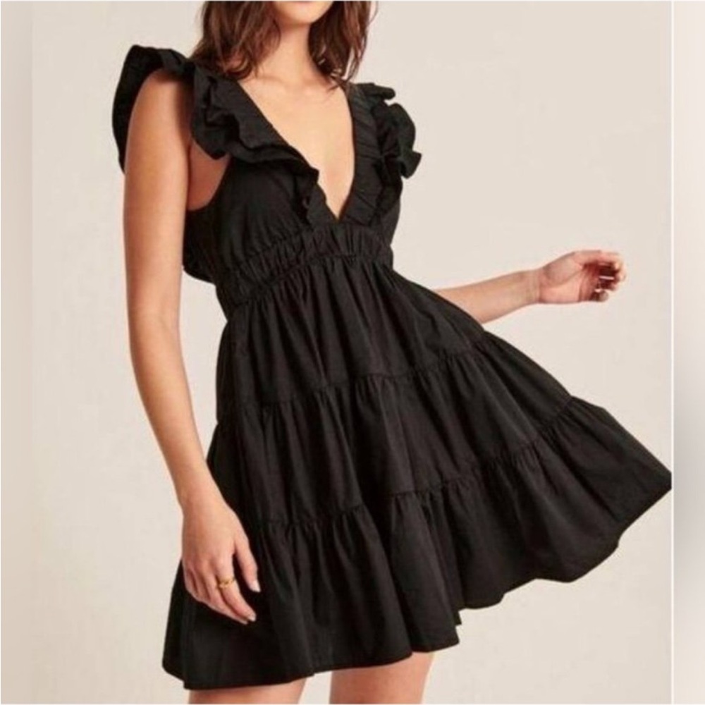 Abercrombie & Fitch Black Ruffle Mini Dress